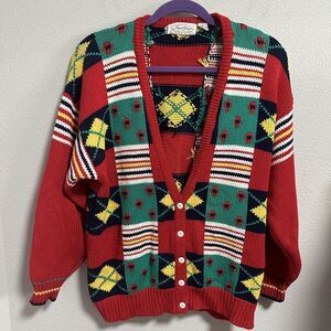 Vintage Jason Younger Women Knit Cardigan Sweater Retro Mod Twee Medium